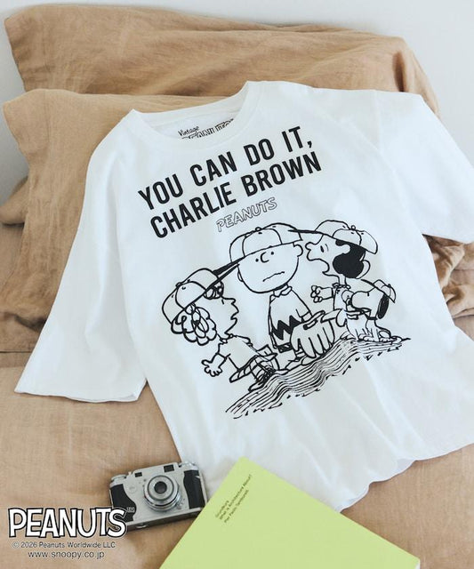 PEANUTS（花生漫畫） YOU CAN DO IT 前胸印花短袖T恤