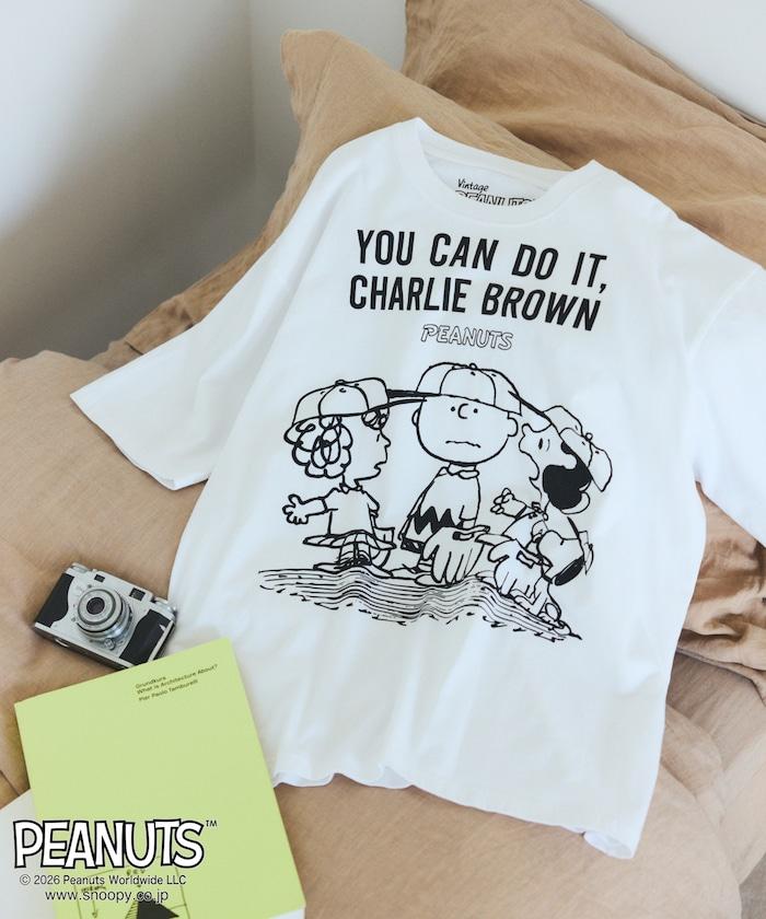 PEANUTS（花生漫畫） YOU CAN DO IT 前胸印花短袖T恤
