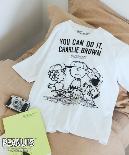 PEANUTS（花生漫畫） YOU CAN DO IT 前胸印花短袖T恤