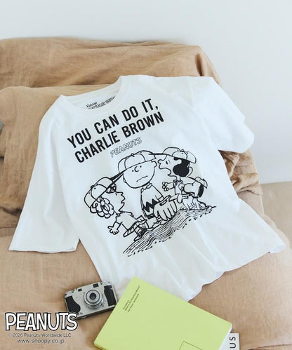 PEANUTS（花生漫畫） YOU CAN DO IT 前胸印花短袖T恤