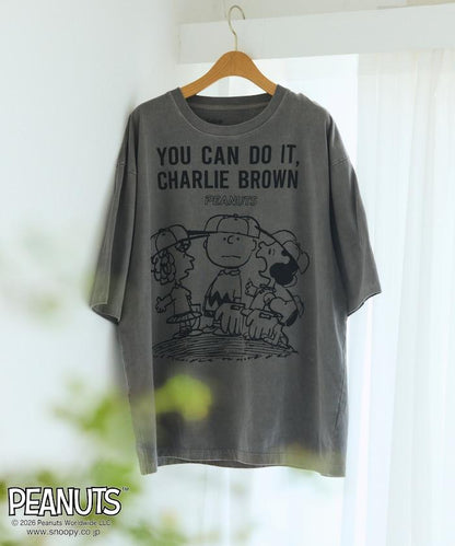 PEANUTS（花生漫畫） YOU CAN DO IT 前胸印花短袖T恤