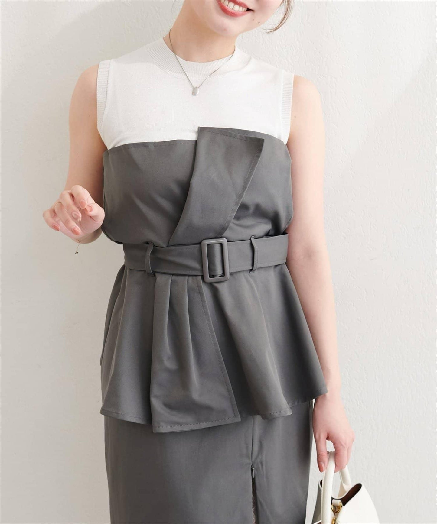 natural couture 針織拼接馬甲設計 T恤