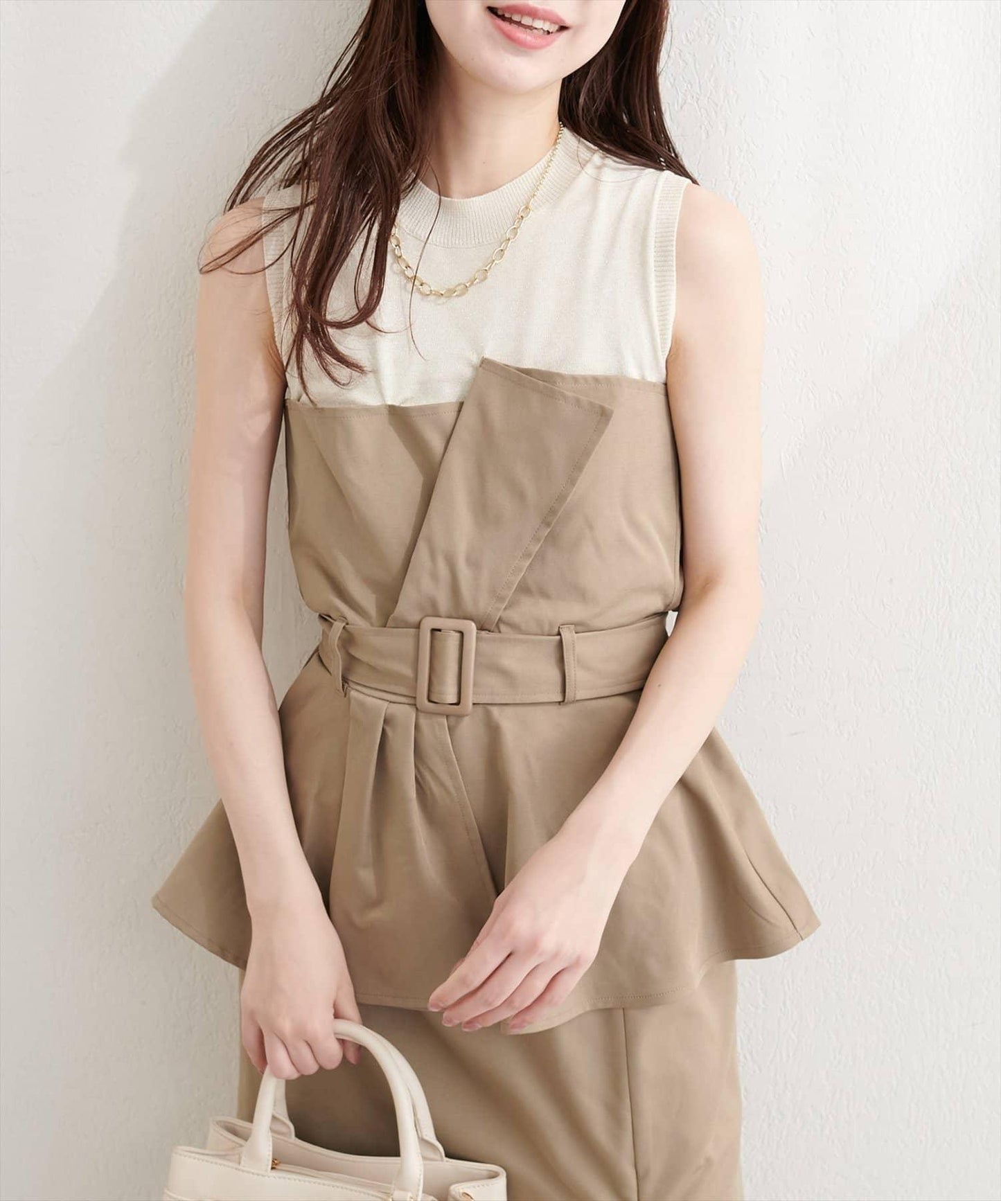 natural couture 針織拼接馬甲設計 T恤