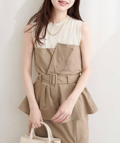 natural couture 針織拼接馬甲設計 T恤