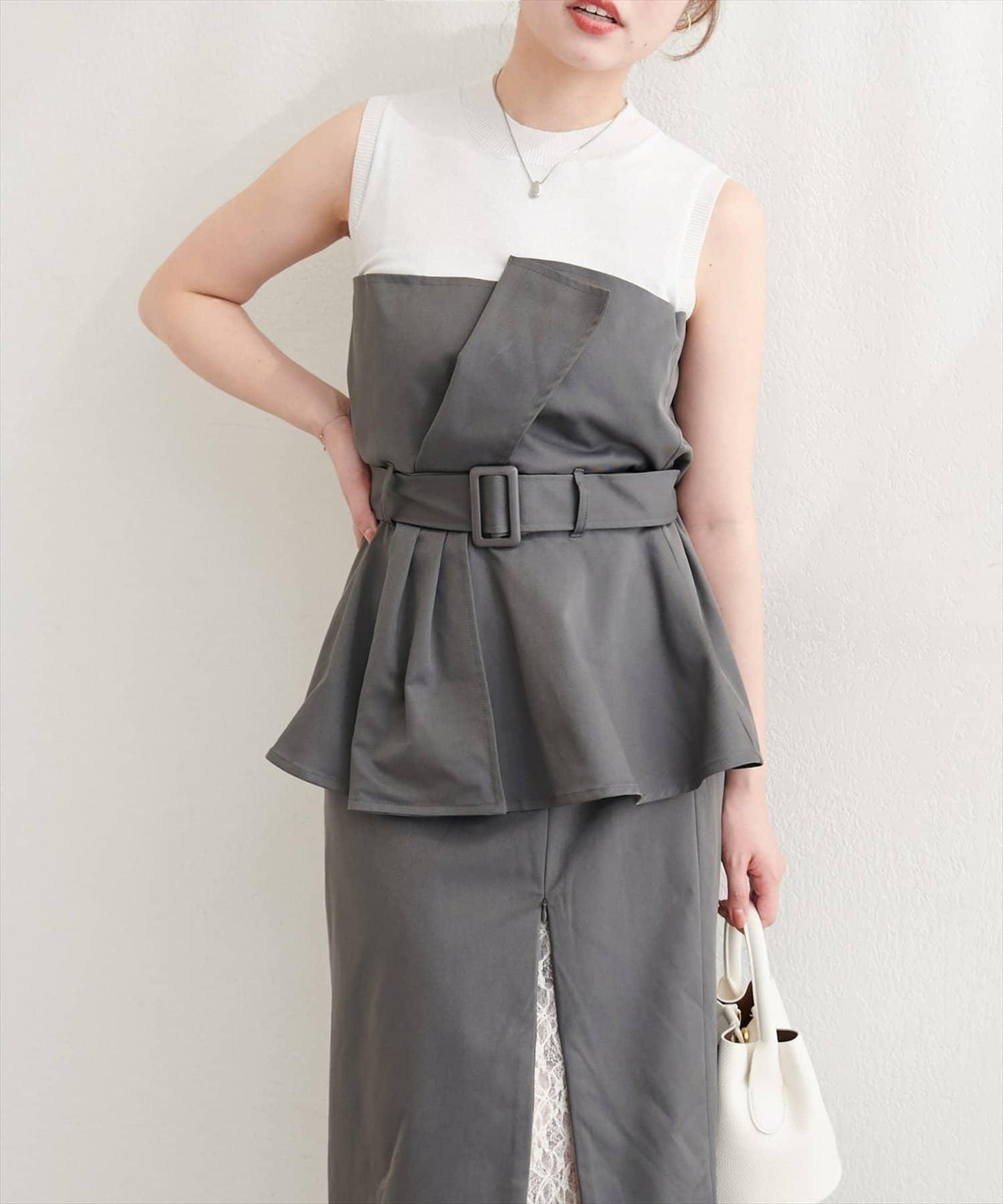 natural couture 針織拼接馬甲設計 T恤
