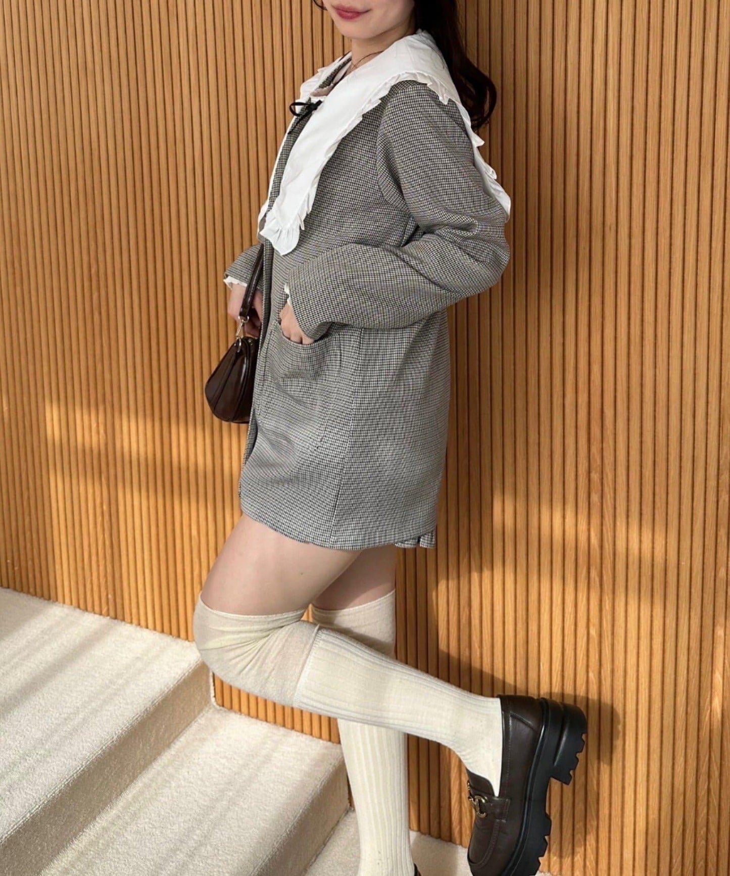 長短不一荷葉邊領 夾克