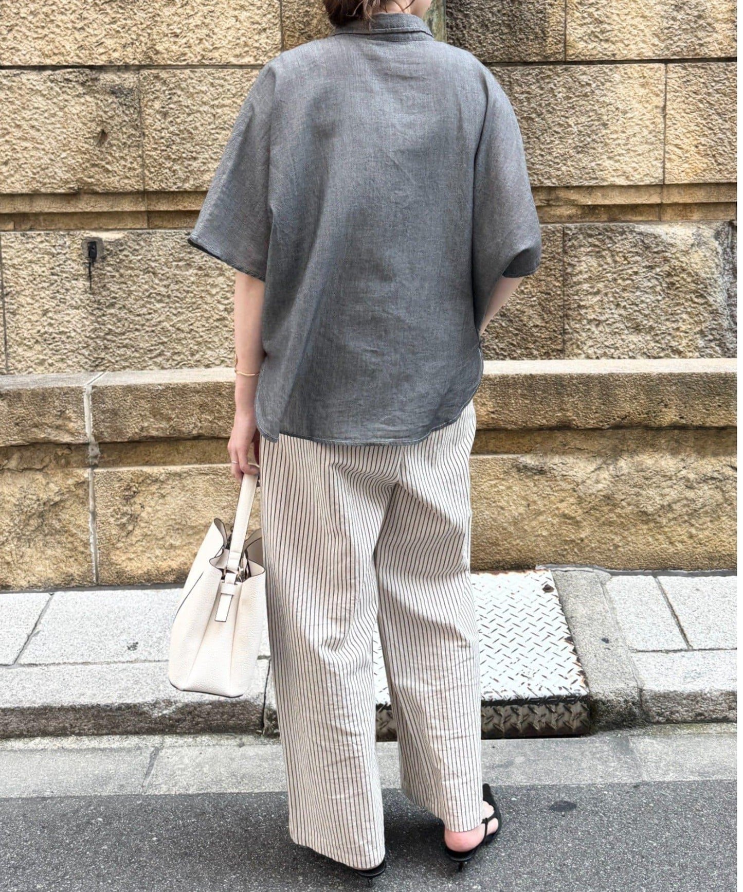 透感牛仔 蝙蝠袖 襯衫