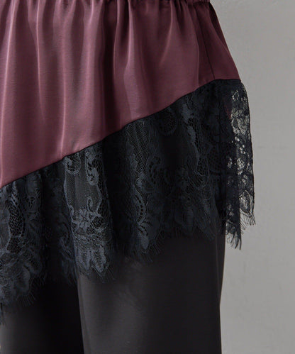 撞色蕾絲吊帶長款上衣
