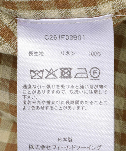 Cale 水洗捻紋亞麻 gingham格紋襯衫