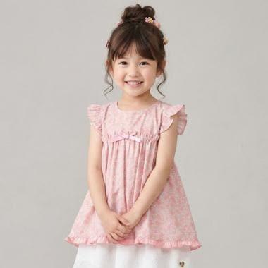 復古花卉層疊設計長款上衣
