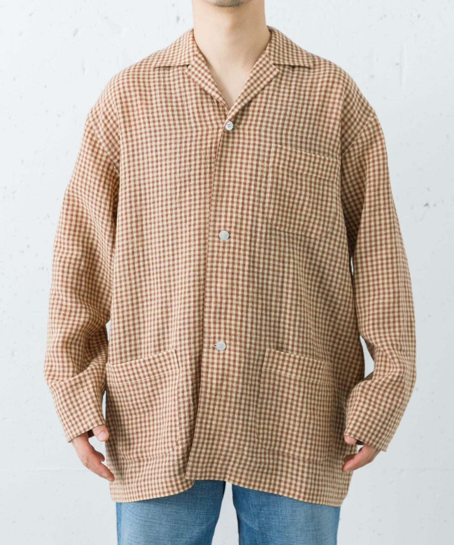Cale 水扭紋亞麻格紋 工裝連體服