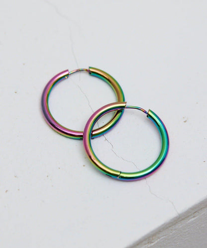 防過敏不鏽鋼 極光30mm 圈式耳環