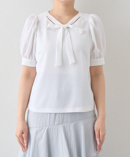 【La boutique BonBon】蝴蝶結繫帶泡泡袖襯衫