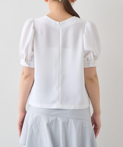 【La boutique BonBon】蝴蝶結繫帶泡泡袖襯衫