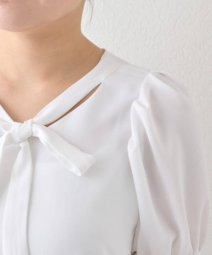 【La boutique BonBon】蝴蝶結繫帶泡泡袖襯衫