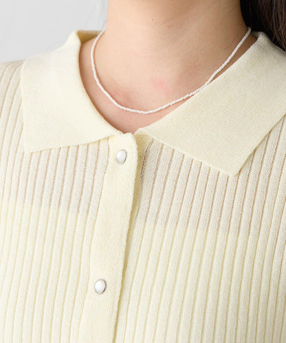 珍珠圓點羅紋針織上衣 B款