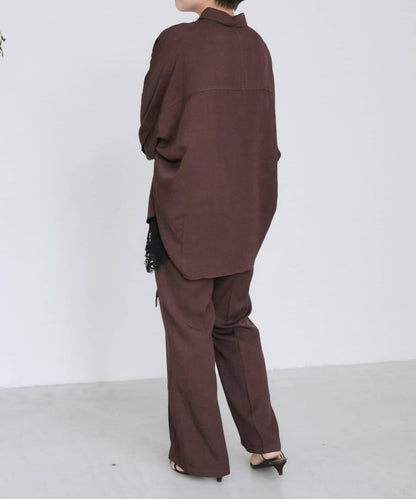 可手洗 可成套搭配 水洗染色麻混 蝙蝠袖 襯衫（7月上旬預計到貨）