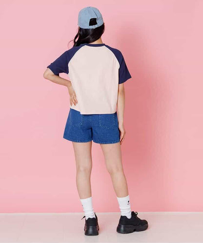 混色牛仔短褲