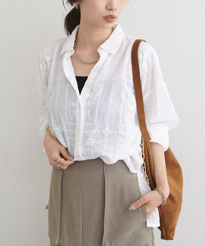 拼接刺繡襯衫