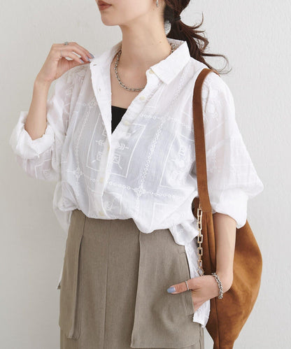 拼接刺繡襯衫