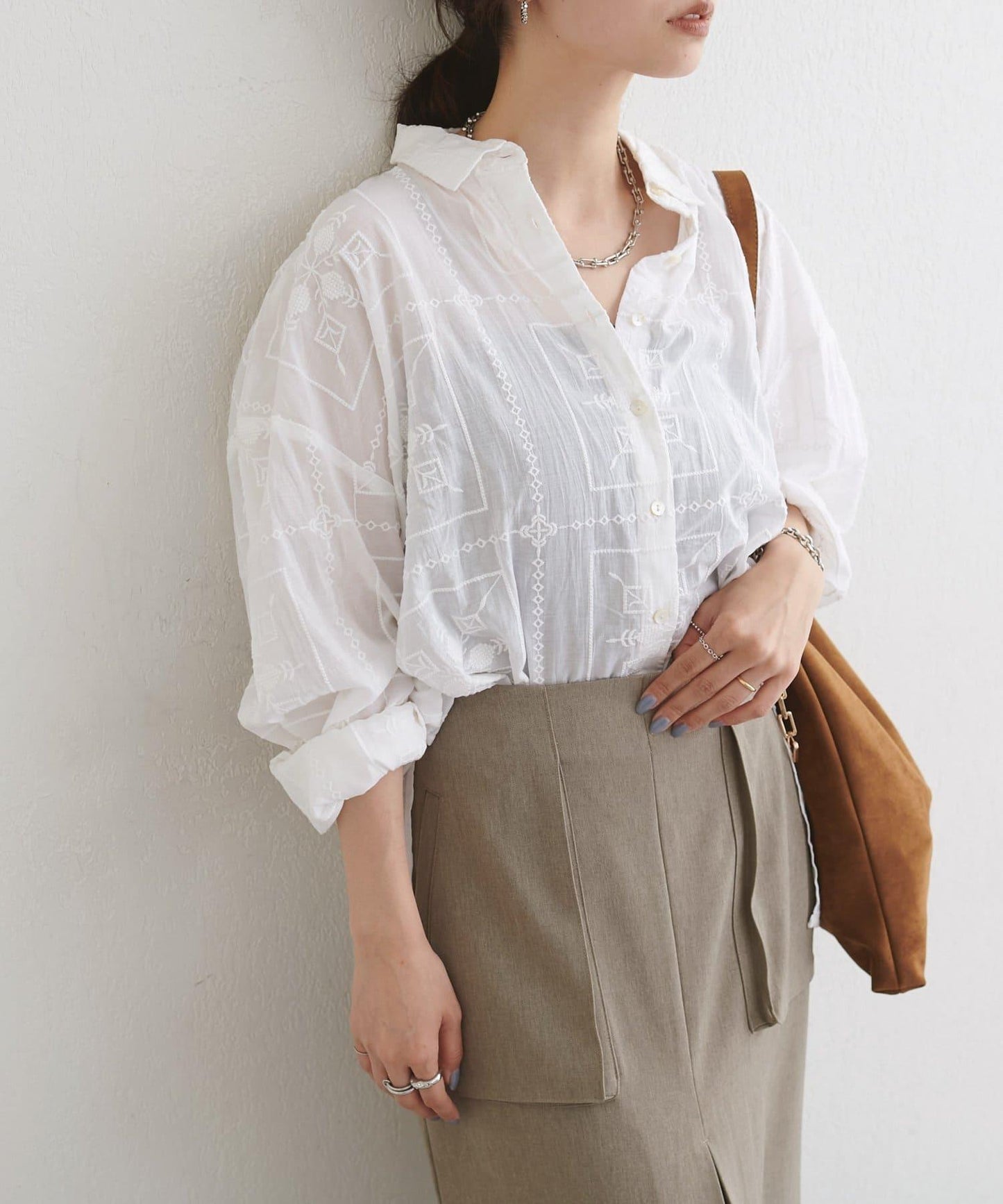 拼接刺繡襯衫