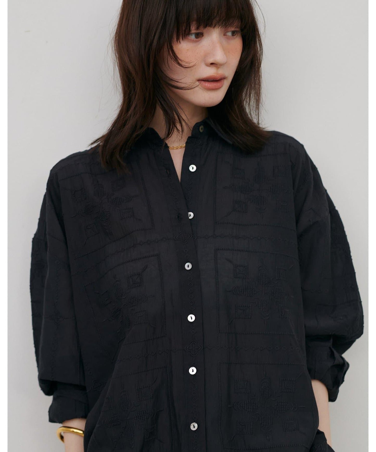拼接刺繡襯衫