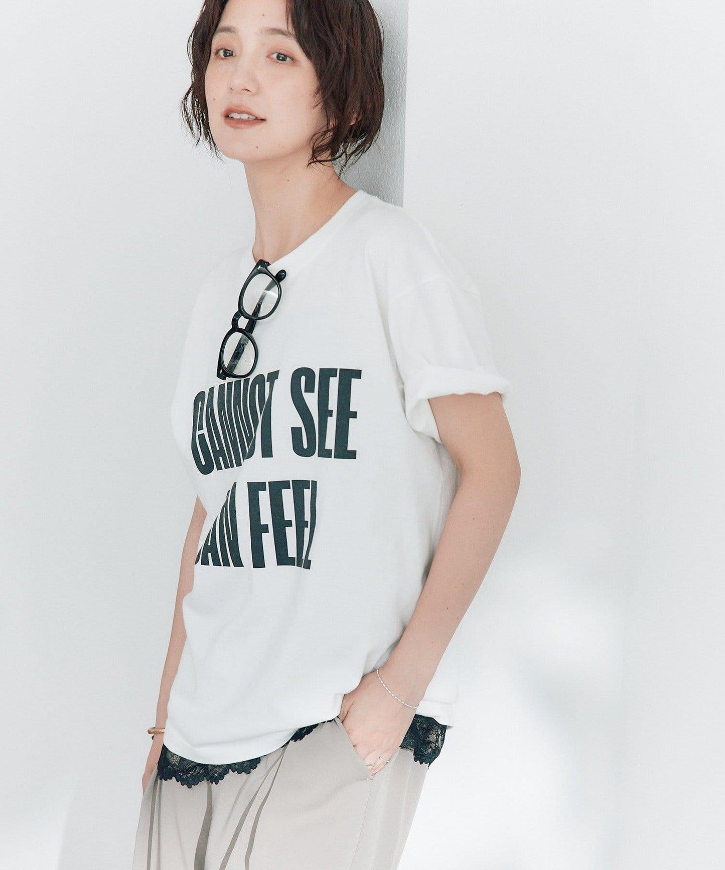 A・MONN 100%純棉 可機洗 feel logo 字母印花 T恤