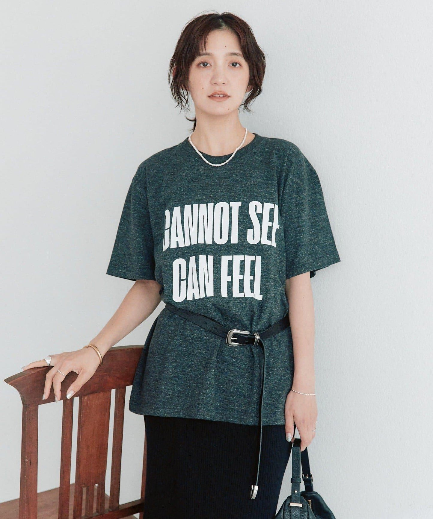 A・MONN 100%純棉 可機洗 feel logo 字母印花 T恤