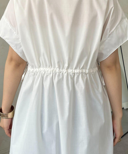 側邊蝴蝶結 V領 抽褶荷葉擺 襯衫
