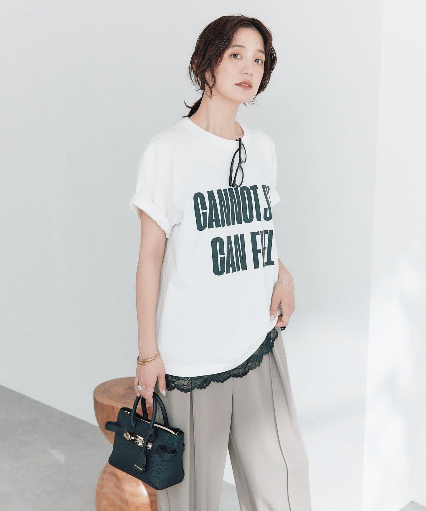 A・MONN 100%純棉 可機洗 feel logo 字母印花 T恤