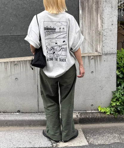 OJISAN刺繡後背印花 華夫格T恤