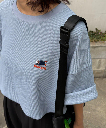 OJISAN刺繡後背印花 華夫格T恤