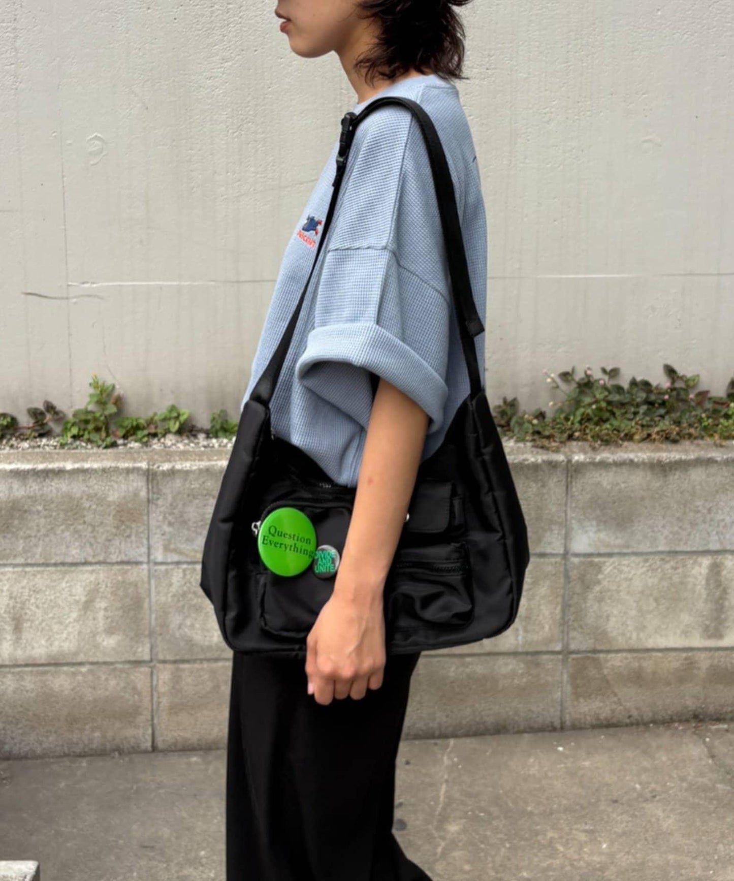 OJISAN刺繡後背印花 華夫格T恤