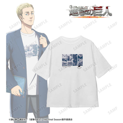 《進擊的巨人》（進擊的巨人） 第二彈 エルヴィン 寬鬆T恤男女同款 シミラールックver.描き下ろし S尺碼