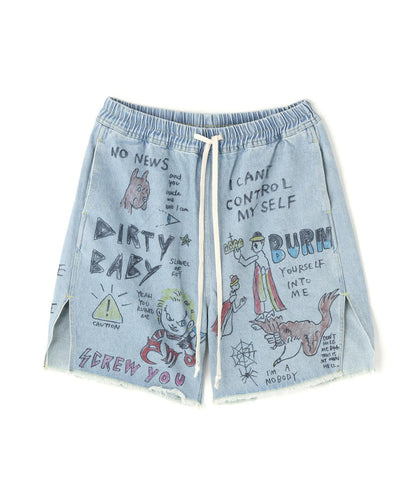 全塗繪牛仔短褲 All painted denim short pants