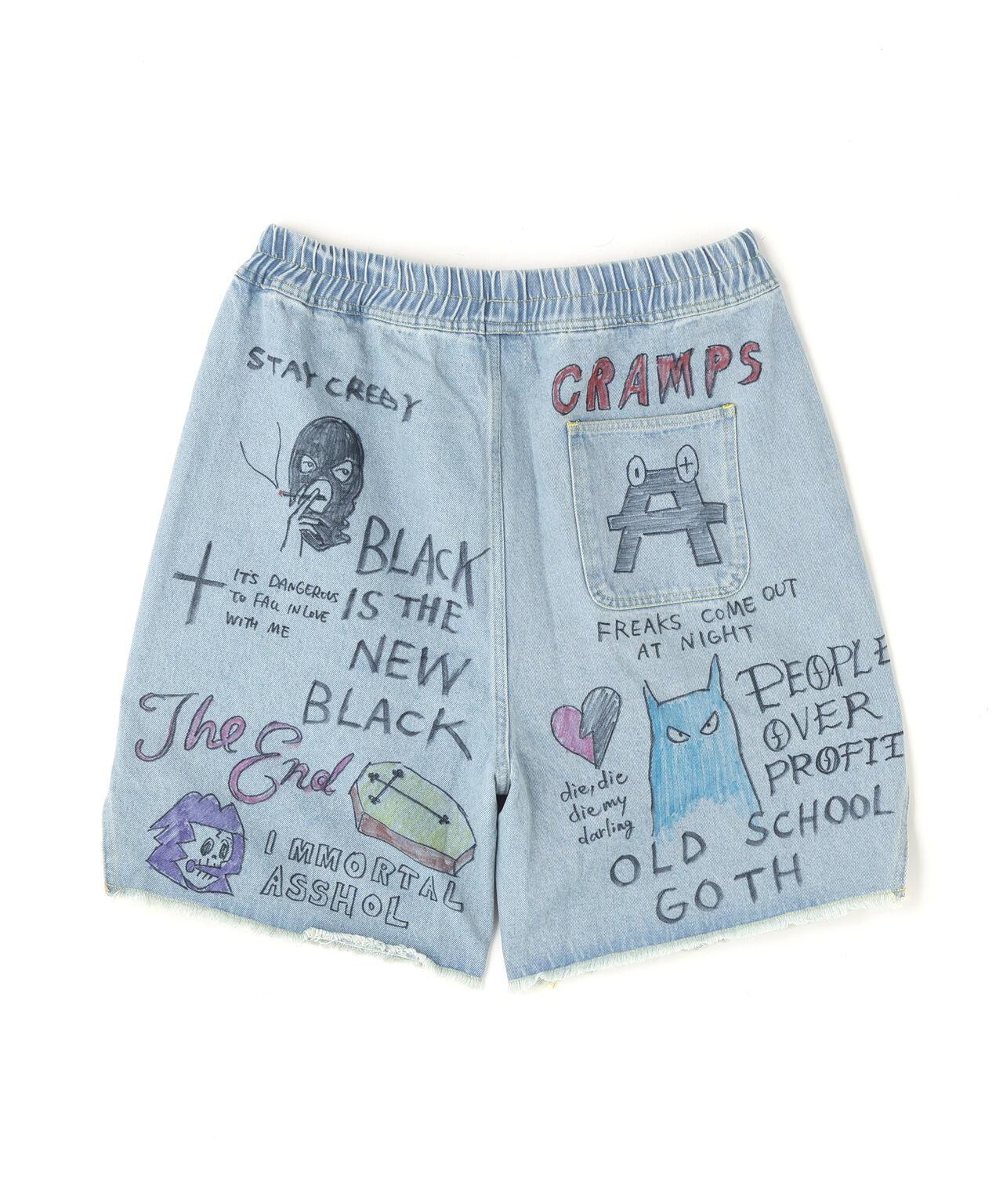 全塗繪牛仔短褲 All painted denim short pants