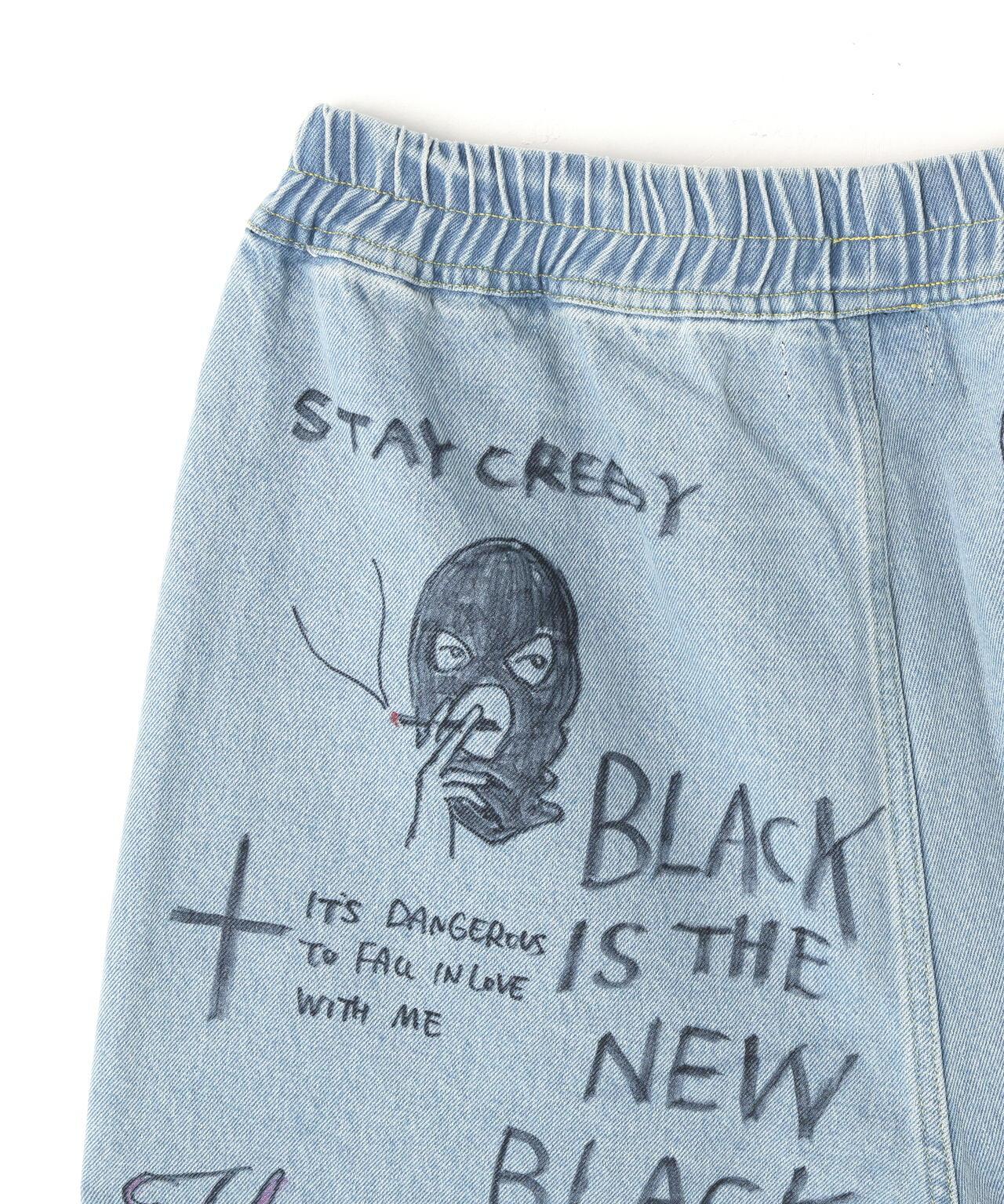 全塗繪牛仔短褲 All painted denim short pants