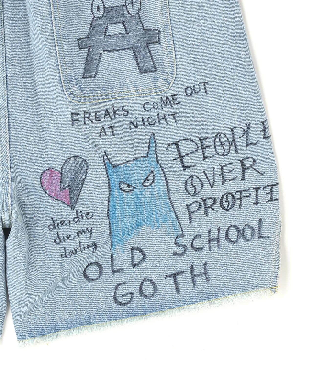 全塗繪牛仔短褲 All painted denim short pants