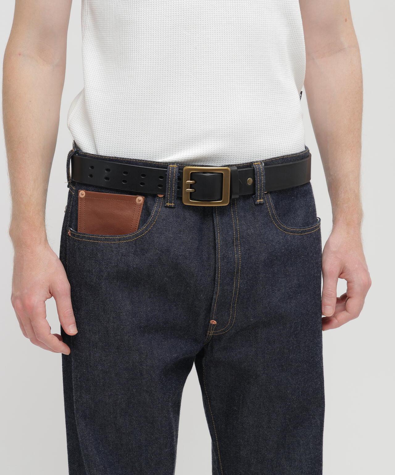 COW LEATHER BELT DOUBLE PIN 皮帶 《直営店限定》