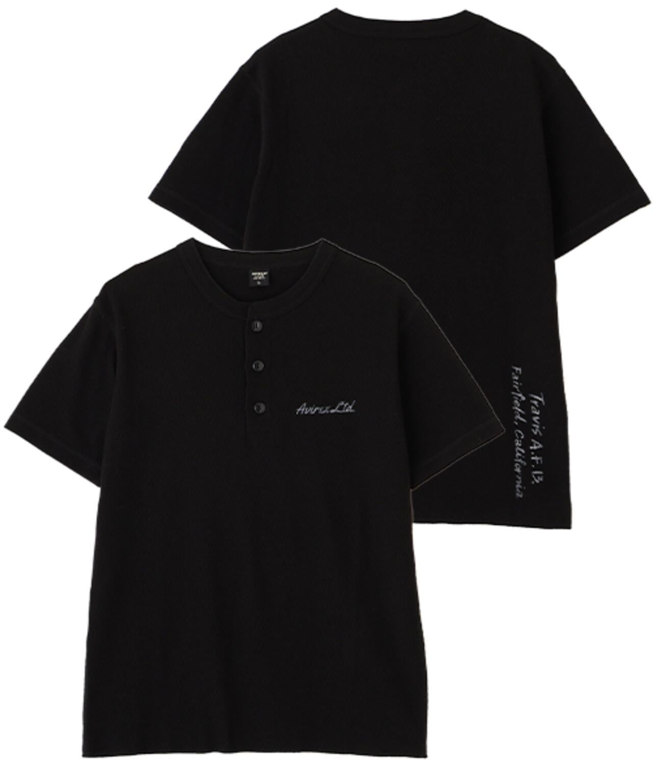 HONEYCOMB WAFFLE HENRY NECK T-SHIRT 上衣