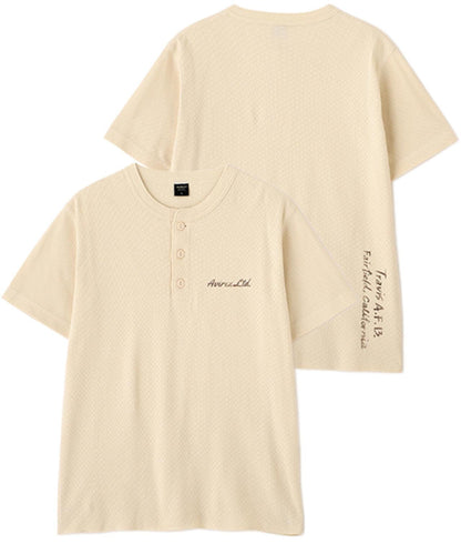 HONEYCOMB WAFFLE HENRY NECK T-SHIRT 上衣
