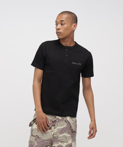 HONEYCOMB WAFFLE HENRY NECK T-SHIRT 上衣