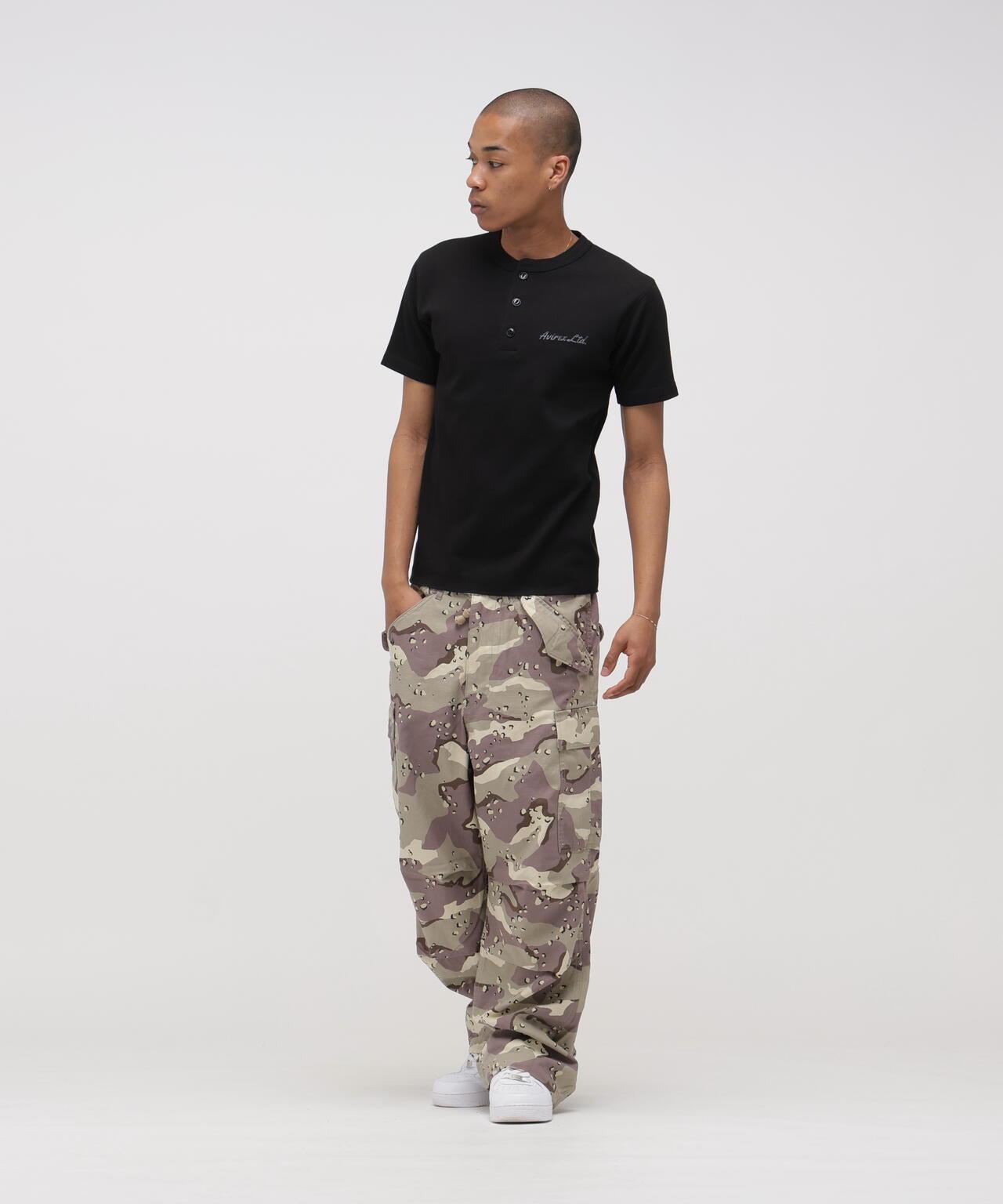 HONEYCOMB WAFFLE HENRY NECK T-SHIRT 上衣