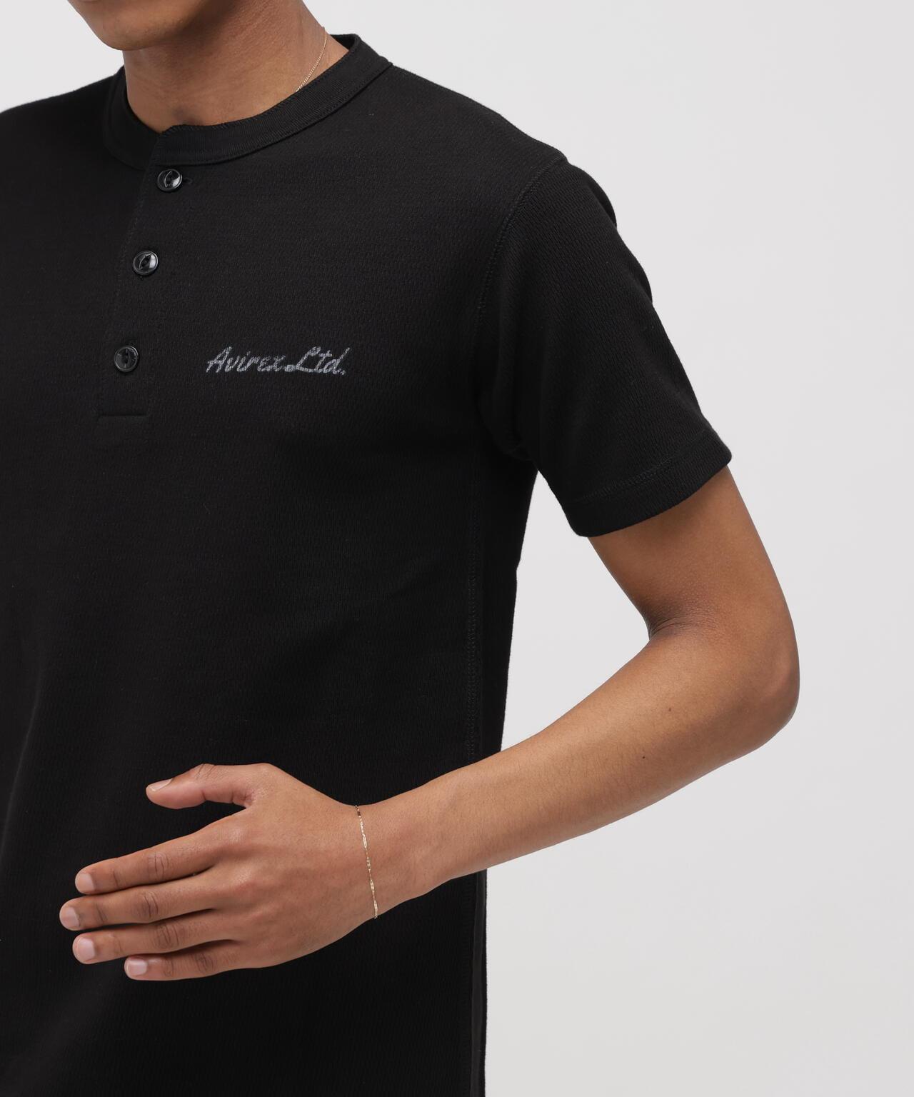 HONEYCOMB WAFFLE HENRY NECK T-SHIRT 上衣