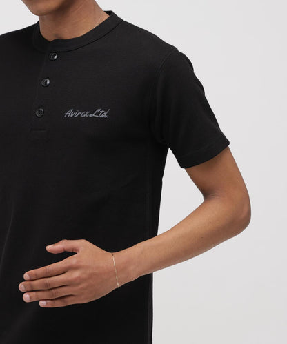 HONEYCOMB WAFFLE HENRY NECK T-SHIRT 上衣