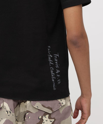 HONEYCOMB WAFFLE HENRY NECK T-SHIRT 上衣