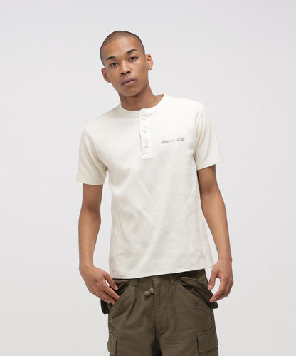 HONEYCOMB WAFFLE HENRY NECK T-SHIRT 上衣