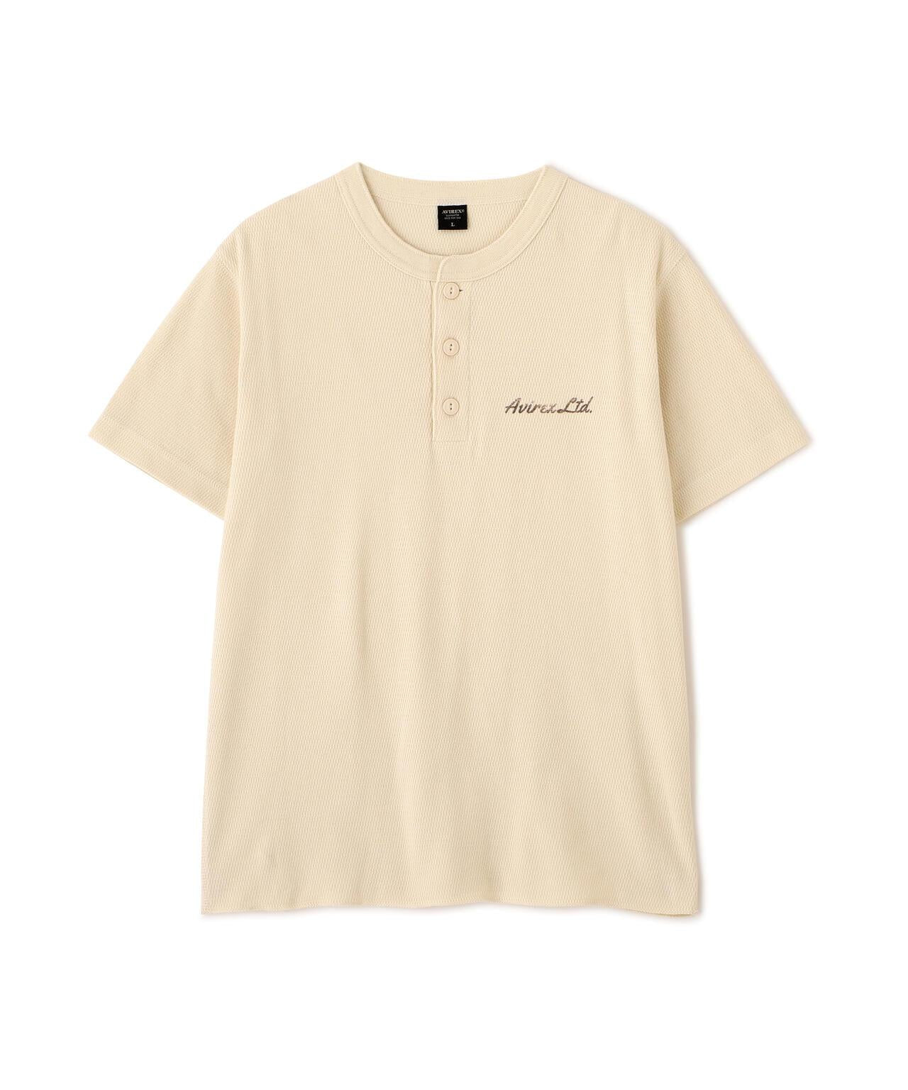 HONEYCOMB WAFFLE HENRY NECK T-SHIRT 上衣