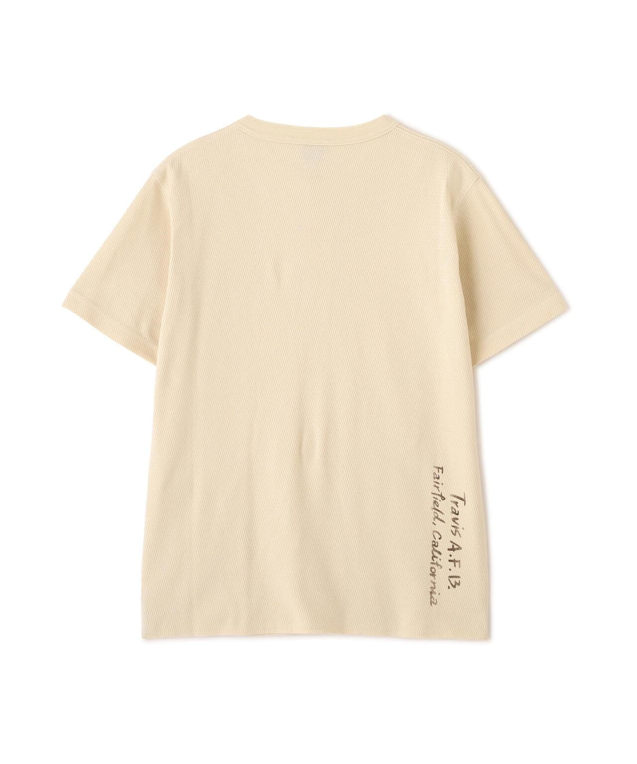 HONEYCOMB WAFFLE HENRY NECK T-SHIRT 上衣