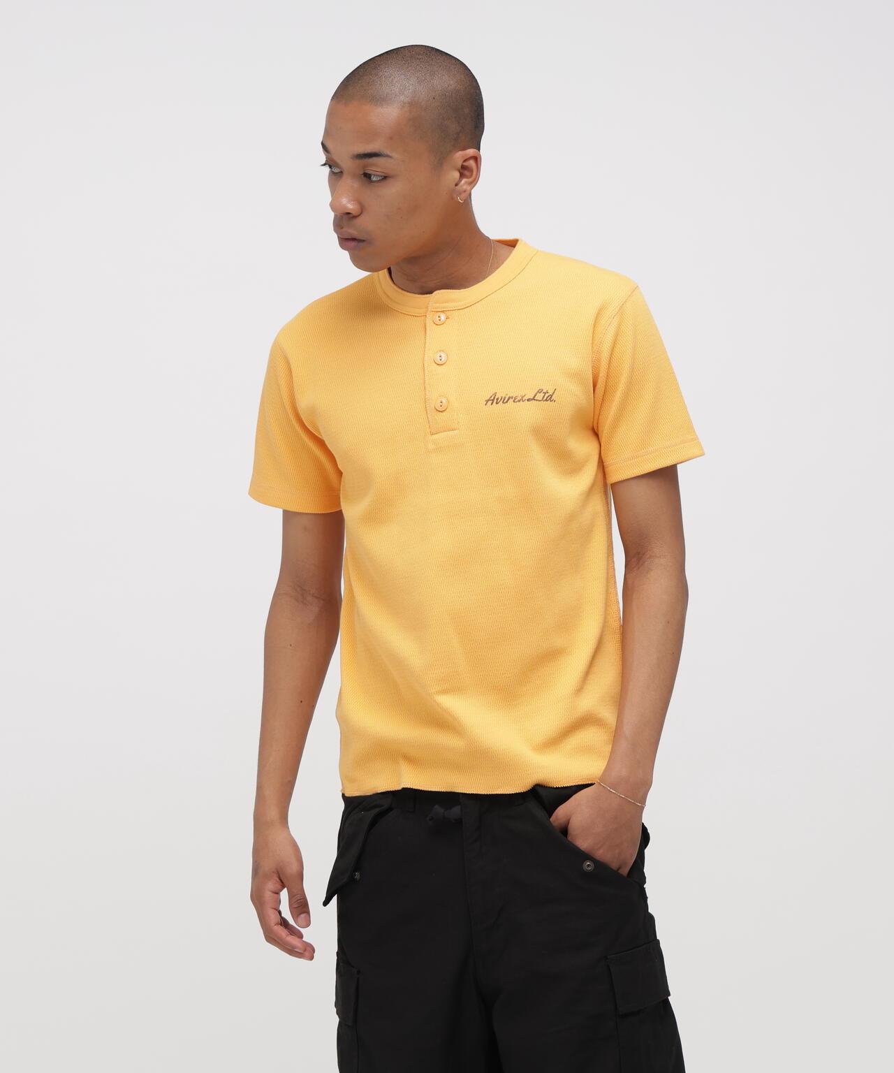 HONEYCOMB WAFFLE HENRY NECK T-SHIRT 上衣